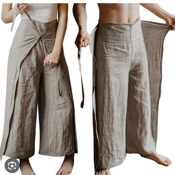 NEW Thai Sabi Wrap Pants. Blue Multi Color - Picture 2 of 5